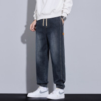 秋冬加绒厚款束脚牛仔裤男新款宽松休闲韩版时尚百搭哈伦裤保男暖_55257