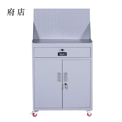 府店办公柜工具柜加厚铁皮储物柜工厂车间用带抽屉汽修多功能收纳柜灰白色一斗小柜含轮子