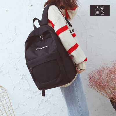 书包男流行款书包女原宿高中学生森系街拍初中生大容量双肩包-定制黑色大号黑色大号