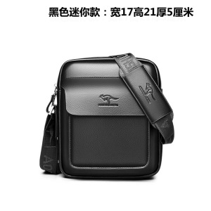 斯妮拉袋鼠男士单肩包大容量牛皮出差便携小方包商务休闲男包斜挎小包