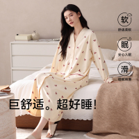 猫人纯棉睡裙女款春秋季睡衣秋天可外穿中长裙家居服裙子新款