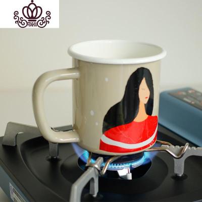 封后木大叔10cm加厚搪瓷杯带盖大号珐琅马克杯茶缸搪瓷缸情侣套装