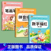 [全3册]拼音+数字+笔画[送2铅笔+2握笔器] [正版]儿童笔画笔顺练字帖描红本幼儿园偏旁部首字帖练字入门幼小衔接