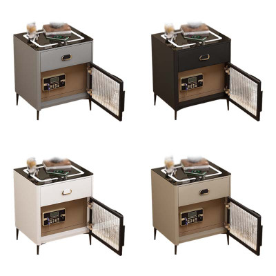 DXBG钢制智能床头柜家用一体现代多功能指纹无线快充简约床头柜纯钢一门一抽玻门带保险