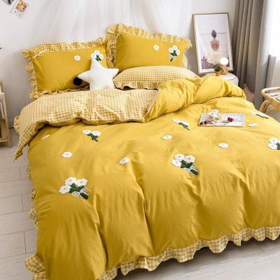 美帮汇水洗棉四件套全棉全棉少女心公主风床单被套被子三件套床上用品4