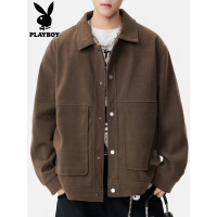 花花公子夹克男士秋季新款美式覆古潮流宽松翻领高级感工装外套男