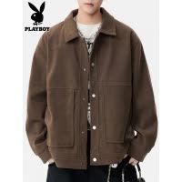 花花公子夹克男士秋季新款美式覆古潮流宽松翻领高级感工装外套男