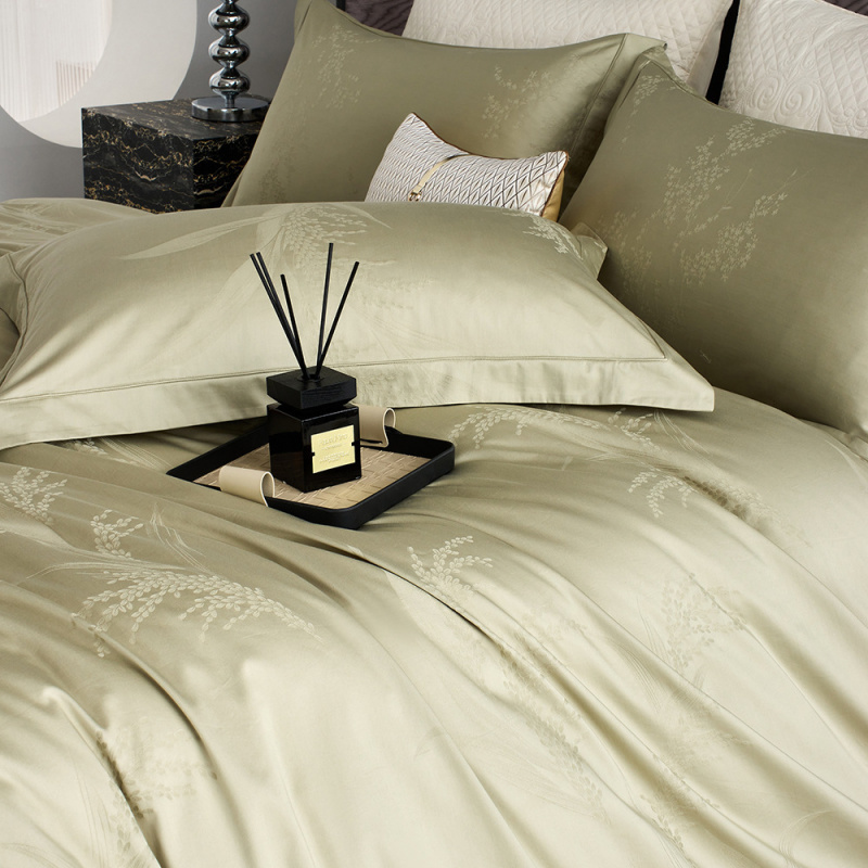 高端清新100s新疆长绒棉四件套穗穗平安纯棉全棉被套乔迁搬家送礼