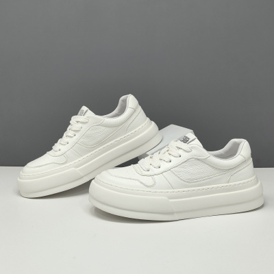 男生头层牛皮板鞋男款真皮百搭潮鞋欧洲站男鞋男士厚底透气休闲鞋