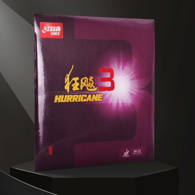  红双喜(DHS)乒乓球拍胶皮狂飙3兵乓球胶皮普狂飚狂3反胶套胶狂飙三_38度2.2mm黑色一片