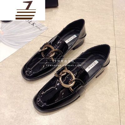 尗卡英伦风小皮鞋2020新款韩版百搭漆皮深口平底单鞋休闲女鞋子潮