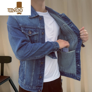 YANXU牛仔衣男2023年新款翻领工装夹克多口袋大码休闲男士外套百搭