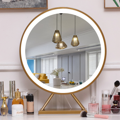 森美人d灯智能化妆镜带灯少女台式桌面美妆补光梳妆镜子公主大号