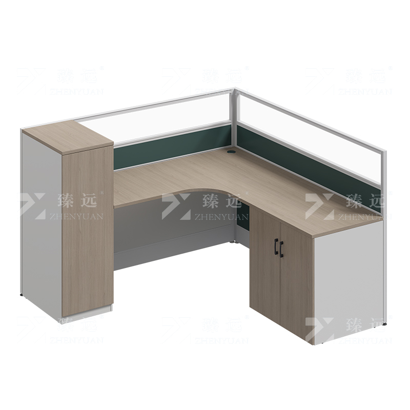 臻远ZYGW-159屏风工作卡位职员桌办公桌 L型单人位含衣柜床柜不含床