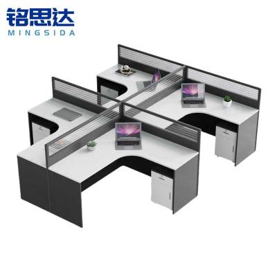 铭思达屏风办公桌出字型四人位含柜套