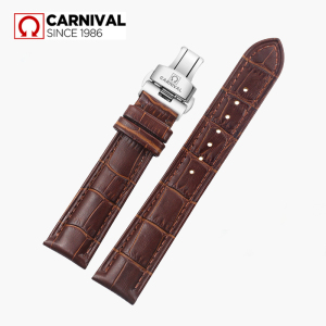 瑞士嘉年华手表 原装原厂配件平直接口 真皮表带 真皮革黑色棕色 蝴蝶扣双按扣正品手表 男士皮带嘉年华20mm其他