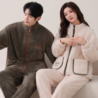 情侣睡衣女款春秋冬季珊瑚绒加厚加绒保暖一男士一女士家居服套装