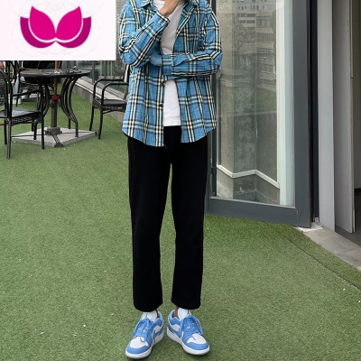 七斓痞帅网红直筒裤子男港风宽松休闲运动裤百搭黑色西裤潮流学生卫裤