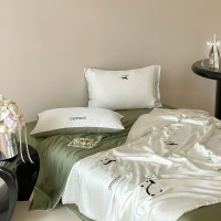 韩式小清新ins可爱天丝夏凉被少女心刺绣丝滑冰丝床单夏被四件套