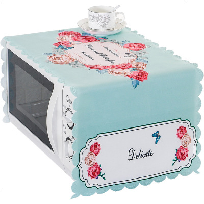 布莱梦防水家用微波炉盖布通用微波炉罩防尘罩简约美的微波炉布盖巾防尘570绿欧花微波炉盖布35*100cm