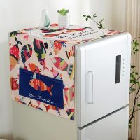 冰箱防尘罩防尘布盖布保护罩微波炉洗衣机双开单开冰箱罩盖巾 好多鱼 床头柜通用(69*69cm)无口袋