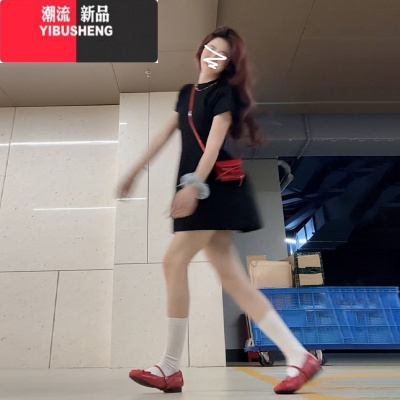 YIBUSHENG法式气质高级感黑色连衣裙子女季2024新款小个子收腰显瘦小黑裙