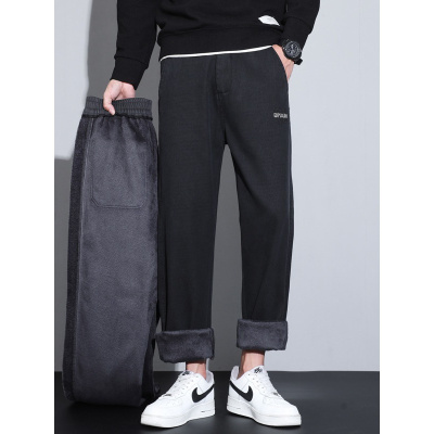 款加绒品质男裤弹力舒适耐磨直筒长裤宽松百搭舒适休闲裤男款