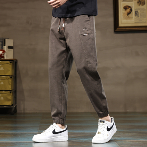 老爺車(LAOYECHE)休闲裤男士新款秋冬宽松直筒仿牛仔哈伦裤长裤子男款