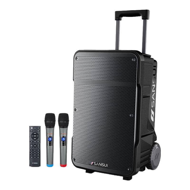 山水(SANSUI)A12D12E15户外拉杆大功率音响 移动蓝牙露营重低音炮音箱 山水A08(8吋音响+双话筒)