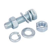 中锦科技 高强度镀锌外六角螺丝螺母套装M12*45mm[螺栓+螺母+平弹垫]套
