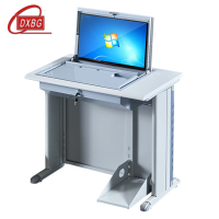 DXBG单人翻转电脑桌双人培训桌学校多媒体教室考试桌机房嵌入式学生桌081灰白色单人(不含显示屏)