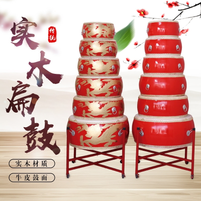 大鼓牛皮鼓龙鼓中国红鼓成人儿童演出扁鼓堂鼓锣鼓乐器舞蹈节奏鼓8寸红鼓扁鼓+鼓棒+鼓架