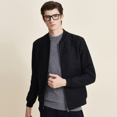 男士秋季棒球领外套休闲商务长袖针织单茄克青年合体上衣男装衣服品牌