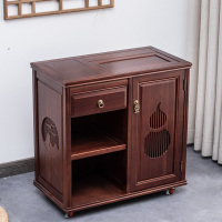 MULTIPOTENT实木茶车功夫茶具茶盘茶桌家用小茶台茶柜花梨木胡桃色福禄茶水柜