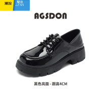 聚范小皮鞋女2024新款黑色厚底配裙子英伦风百搭单鞋通勤乐福鞋