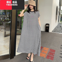 YIBUSHENG人造棉连衣裙季女2024新款法式复古气质宽松慵懒风显瘦棉绸长裙