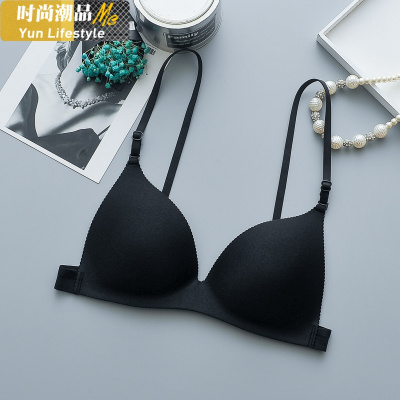 YUNWUXIN黑色少女小胸文胸美背防走光裹胸细带打底内衣聚拢无钢圈性感抹胸抹胸