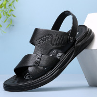 2026夏季新款真皮男士凉鞋软胶垫头层牛皮沙滩鞋厚底舒适两穿凉鞋