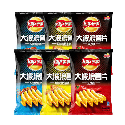 乐事薯片大波浪混合口味70g*6包(零食大礼包整箱批发超大膨化休闲零食组合)