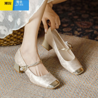 聚范法式复古配旗袍鞋2024新款粗跟拼色玛丽珍高跟鞋新中式国风单鞋女