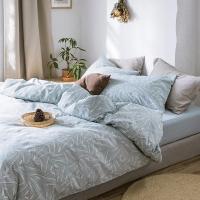 美帮汇全棉四件套水洗棉床上印花床单被套简约套件h