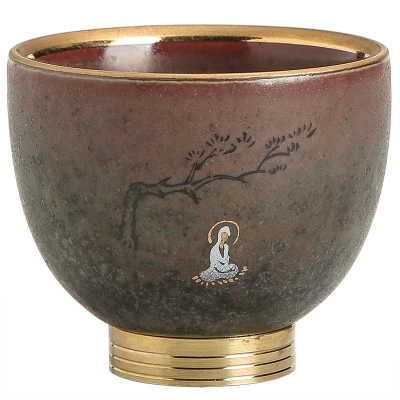 苏氏陶瓷功夫茶杯焕彩铜脚杯个人杯主人杯