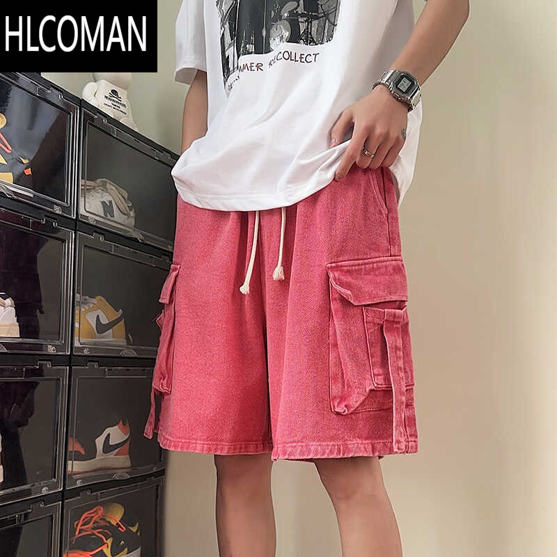 HLCOMAN美式复古水洗工装短裤男夏季高街五分中裤运动休闲大裤衩