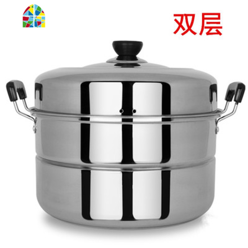 加厚不锈钢2层大号蒸锅双层二层汤锅30-40cm蒸馍锅蒸鱼锅电磁炉 FENGHOU 加厚34cm双层(两蓖)