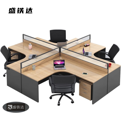 盛铁达 十字型4人办公位2400*2800*1100mm STD-XTGW14 套
