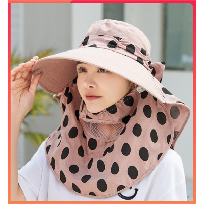  帽子女夏季大沿遮阳帽户外防晒面罩闪电客遮脸骑车凉帽透气采茶太阳帽子面罩