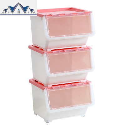 前开式收纳箱塑料特大号加大号衣柜衣物装玩具零食奶瓶盒透明侧开 三维工匠