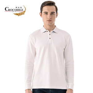 鳄鱼恤CROCODILE 秋季新品中年男装经典纯棉纯色长袖polo衫 顺丰发货 BA-53511