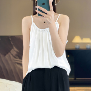 年春夏新款缎面吊带背心女西装内搭无袖打底衫气质上衣小背心