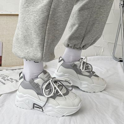 伊努特厚底老爹鞋ins潮百搭女鞋2021春季新款黑色运动鞋网红休闲鞋